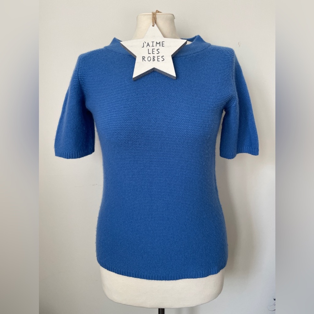 JUDITH & CHARLES Bright Cobalt Blue Boat Neck Sweater